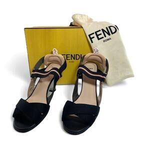 Fendi Colibrì Multi NIB Nylon Strappy EU 39 1/2 US 9.5 Slingback Heels Sandals